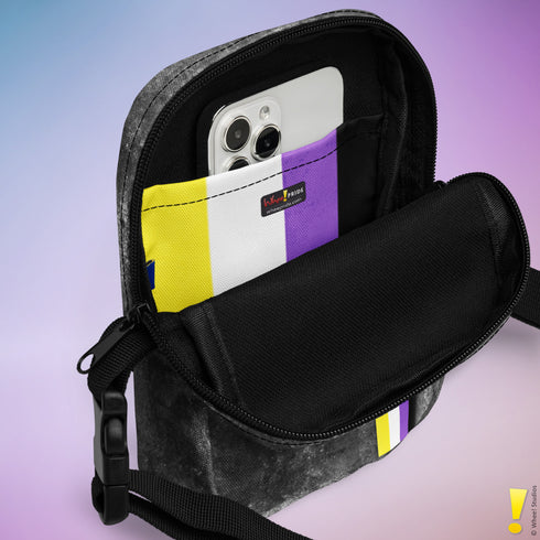 Nonbinary Pride Grunge Stripe Crossbody Bag